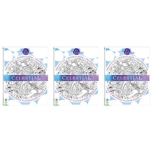 3x Art Maker Zen Colour Celestial Adults Colouring Activity Book 