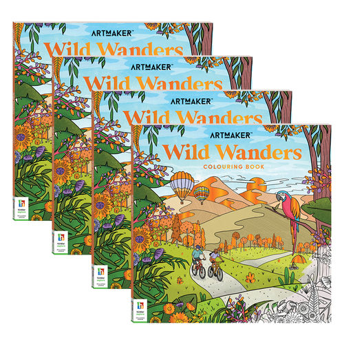 4x Art Maker Wild Wanders Colouring Book Adult Activity Book 