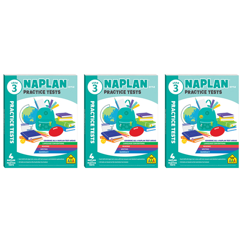 3x School Zone Year 3 Naplan*-style Practice Tests Kids Study Book 5y+