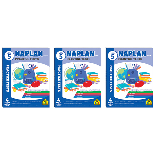 3x School Zone Year 5 Naplan*-style Practice Tests Kids Study Book 9y+