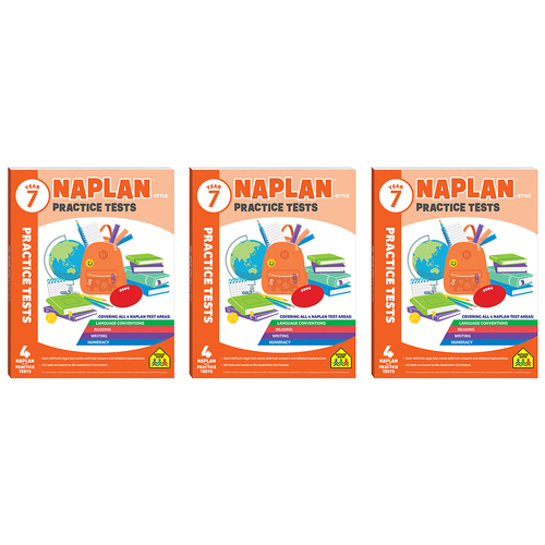 3x School Zone Year 7 Naplan*-style Practice Tests Kids Study Book 10y+