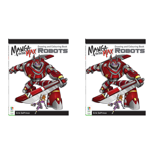 2x Kaleidoscope Manga to the Max Drawing and Colouring Book: Robots 
