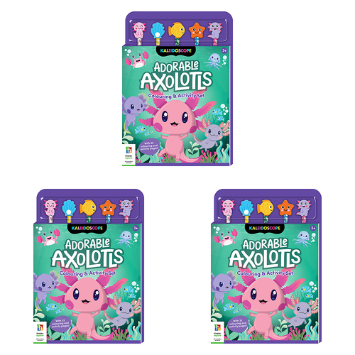 3PK Kaleidoscope Adorable Axolotls Colouring & Activity Set Kids 3y+