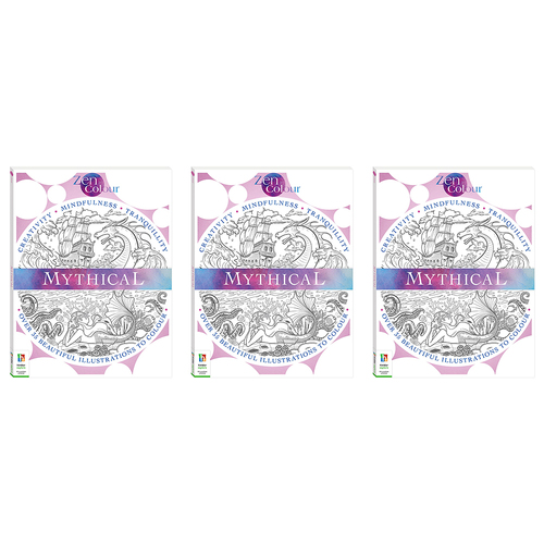 3x Art Maker Zen Colour Mythical Adults Colouring Activity Book 