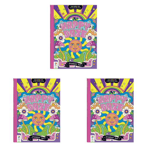 3PK Kaleidoscope Colouring Poster Art Happy Daze Kids 8-14y