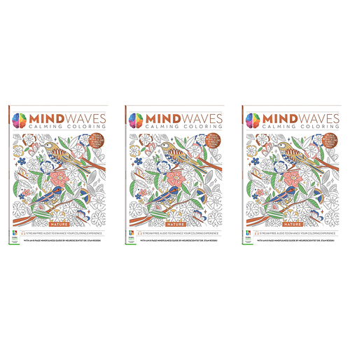 3x Art Maker Mindwaves Calming Coloring Nature Adult Activity Book 