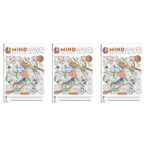 3x Art Maker Mindwaves Calming Coloring Nature Adult Activity Book 