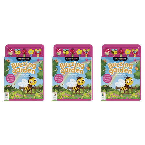 3x Kaleidoscope Buzzing Garden Colouring & Activity Set Kids Book 3y+