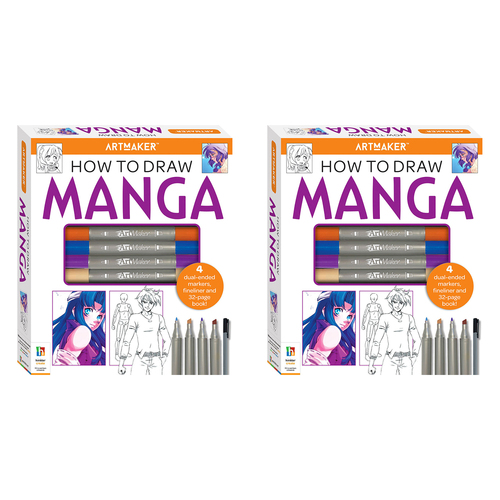 2x Art Maker Essentials: How to Draw Manga Art/Craft Kit 