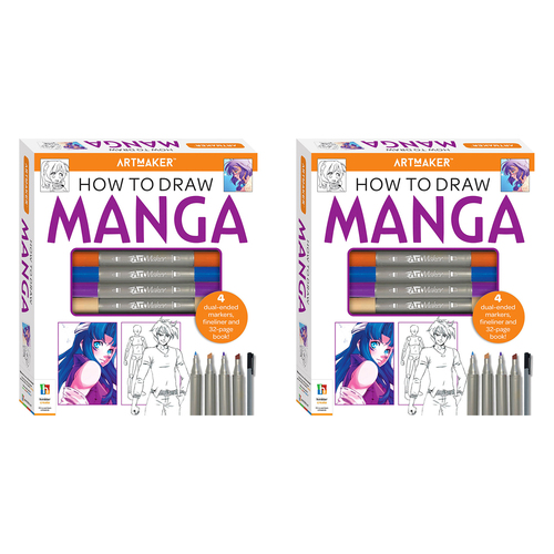 2x Art Maker Essentials: How to Draw Manga Art/Craft Kit 