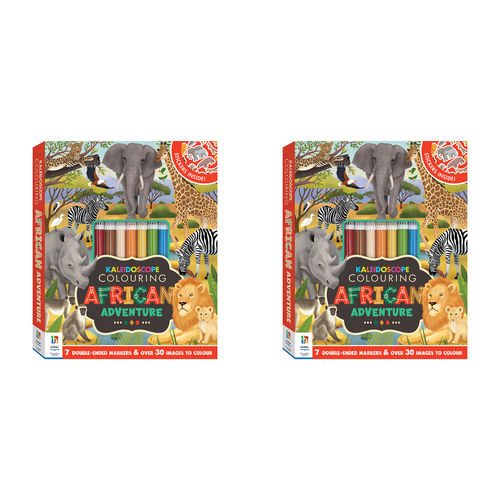 2PK Kaleidoscope Colouring Kit African Adventure Kids Activity Book 6-12y