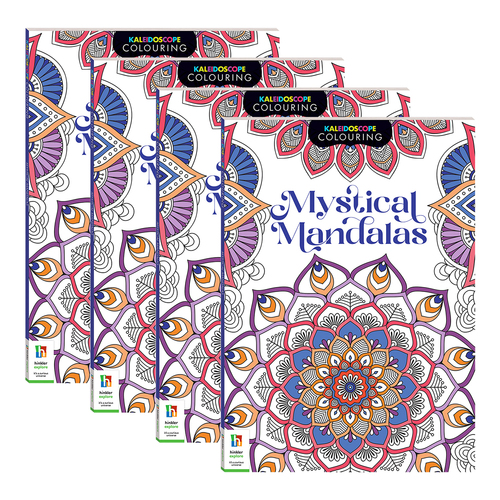4x Kaleidoscope Colouring Mystical Mandalas Adult Colouring Book 