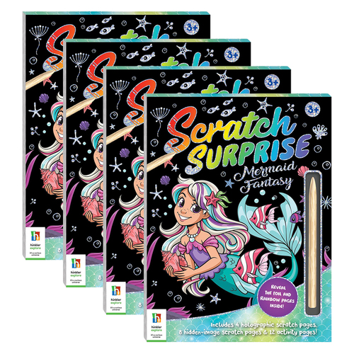 4x Kaleidoscope Scratch Surprise Mermaid Fantasy Activity Book 3y+