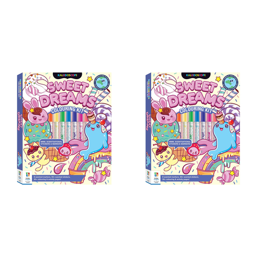 2PK Kaleidoscope Kids Colouring Kit Sugar Rush w/Markers/Stickers