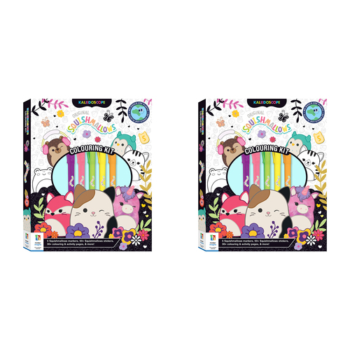 2PK Kaleidoscope Kids Colouring Kit Squishmallows w/Markers/Stickers