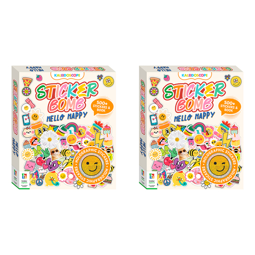 2x Kaleidoscope Sticker Bomb Hello Happy Kids Activity Book 6y+