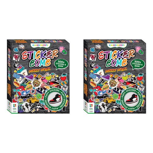 2x Kaleidoscope Sticker Bomb Street Style Kids Activity Book 8y+