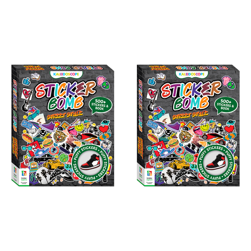 2x Kaleidoscope Sticker Bomb Street Style Kids Activity Book 8y+