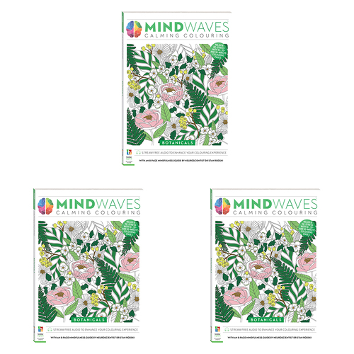 3PK Art Maker Mindwaves Botanical Calming Colouring Activity Book Adult