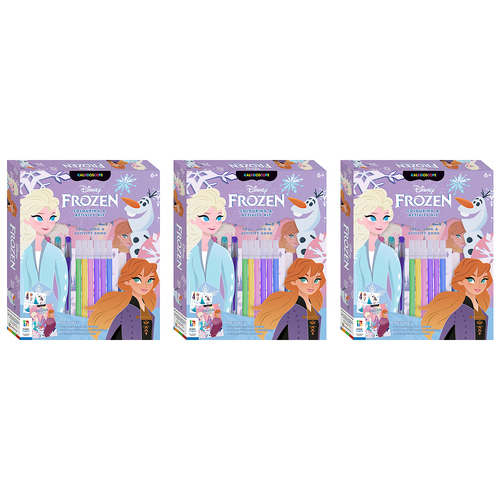 3PK Kaleidoscope Super Frozen Colouring & Activity Kit Kids/Children Book