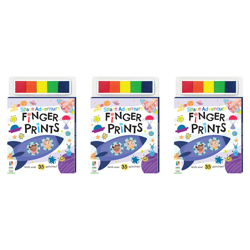 3x Kaleidoscope Space Adventure Finger Prints Kids Finger Painting Book 3y+