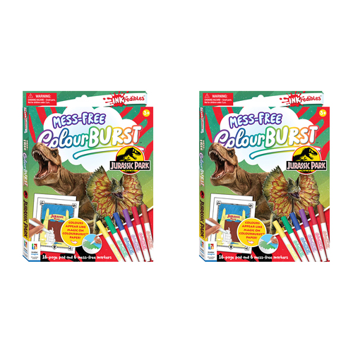 2x Inkredibles Colour Burst Jurassic Park Colouring Activity Kit 8y+
