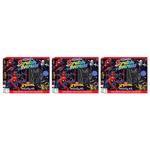 3PK Kaleidoscope Ultimate Scratch Surprise Spider-Man Activity Kit Kids 4-12y