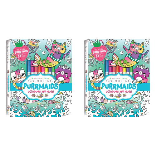 2x Kaleidoscope Colouring: Purrmaids, Octodogs and More Colouring Book Kit 4y+