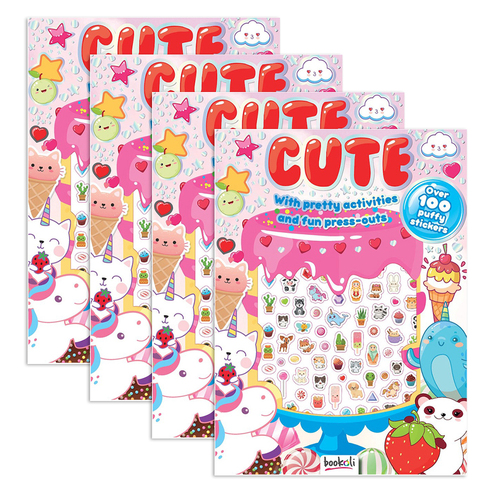 4x Bookoli Puffy Sticker Windows Cute Kids Activity Book 