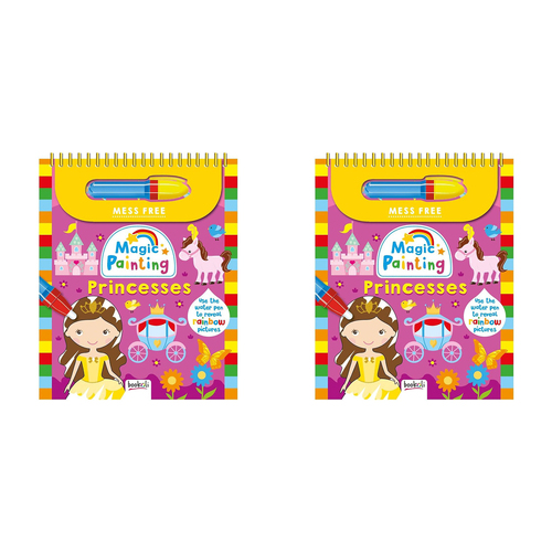 2PK Bookoli Mess Free Magic Painting Princesses Activity Book Kids 4-6y