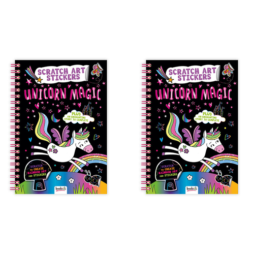 2x Bookoli Scratch Art Sticker Fun Unicorn Magic Art/Craft Activity Book 4y+