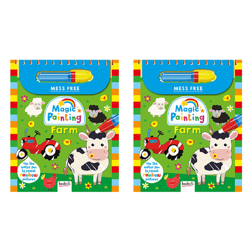 2x Bookoli Magic Painting Farm Paint Art And Craft Book 