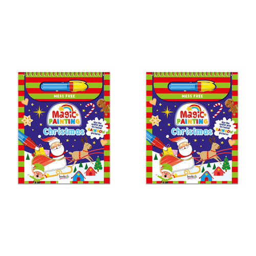 2PK Bookoli Magic Painting Mess Free Christmas Colour Book w/ Pen Kids