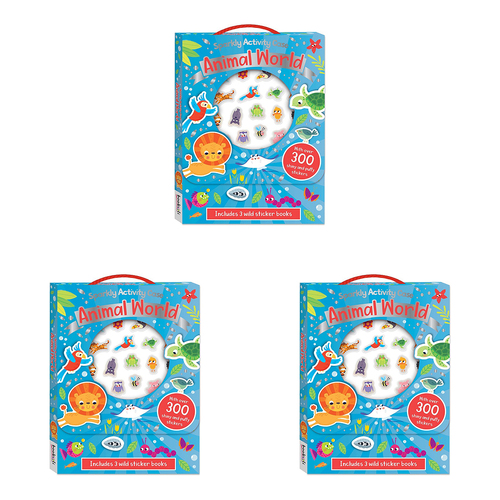 3PK Bookoli Sparkly Activity Case Animal World Sticker Books