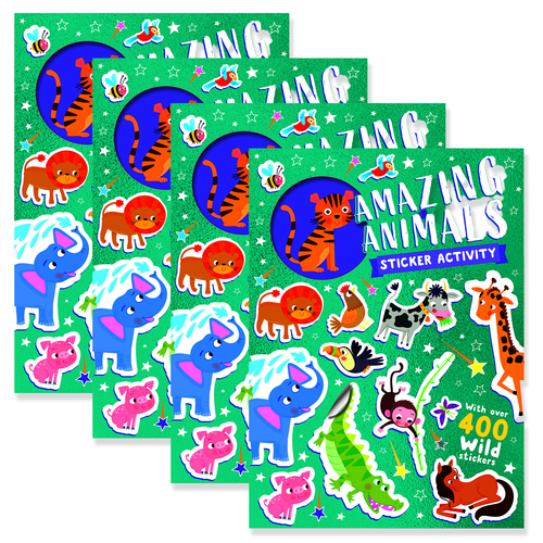 4x Bookoli Funky Stickers Amazing Animals Kids Activity Book 