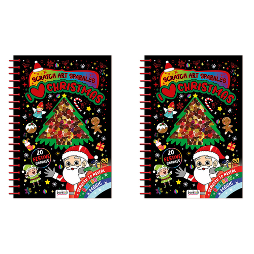 2x Bookoli Scratch Art Sparkles I Love Christmas Art/Craft Activity Book 4y+