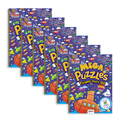 6x Bookoli Mega Puzzles: Things That Go Childrens Puzzle Book 3y+