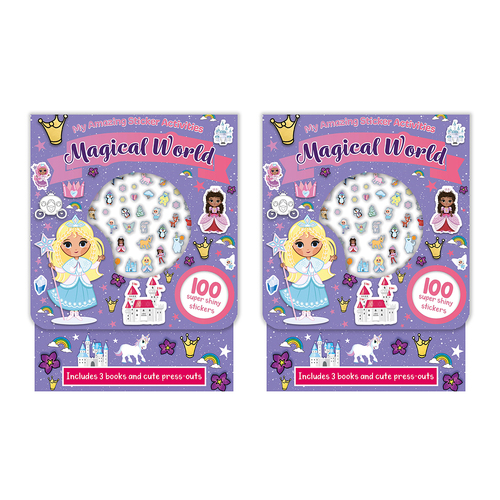 2PK Hinkler Magical World Book/Stickers Metallic Activity Case Kids