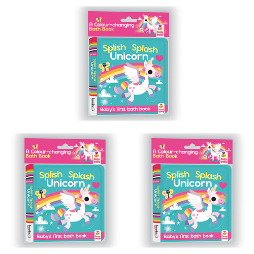3PK Bookoli Bath Book Colour Magic Unicorns Kids Activity
