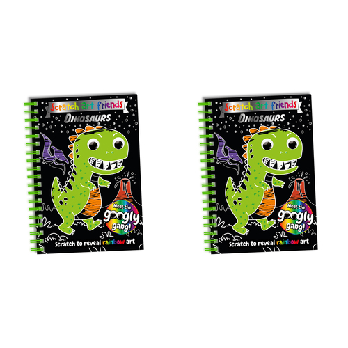 2x Bookoli Scratch Art Friends: Dinosaurs Activity Book 4y+
