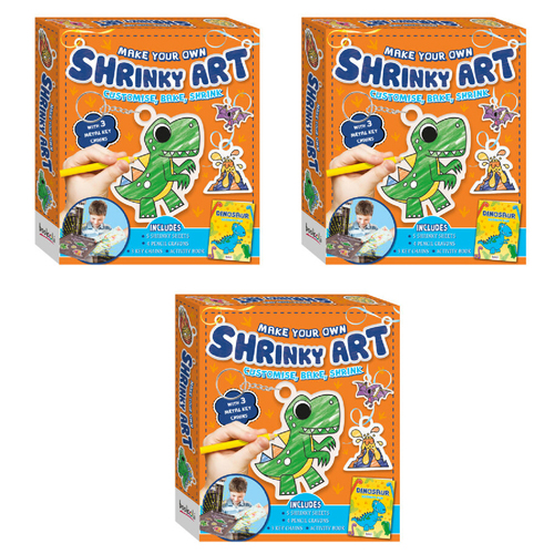 3PK Bookoli Fun Kit: Make Your Own Dinosaur Shrinky Art