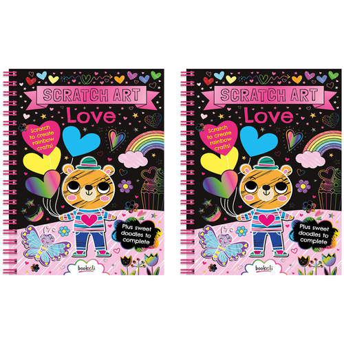 2x Bookoli Scratch Art Fun Love Art/Craft Activity Book 4y+