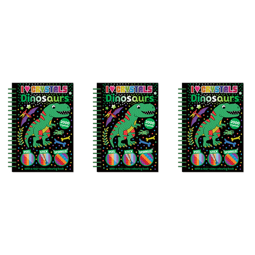 3PK I Love Crystals Dinosaurs Kids Art/Craft Activity Book