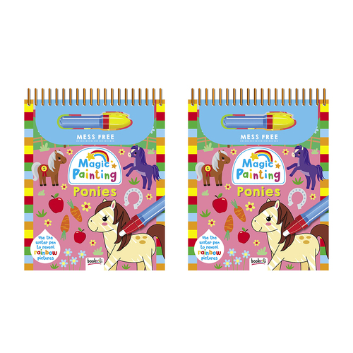 2PK Bookoli Mess Free Magic Painting Ponies Activity Book Kids 4-6y