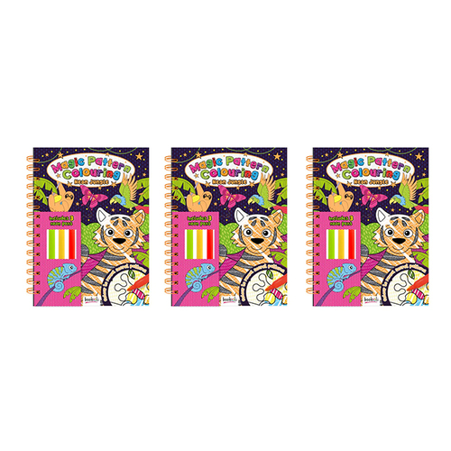 3PK Magic Pattern Colouring Neon Jungle Kids/Children Fun Activity Book