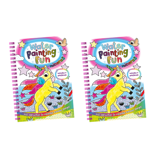 2PK Bookoli Water Painting Fun Unicorns Kids/Children Activity Book