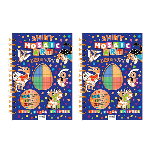 2PK Bookoli Shiny Metallic Mosaic Art Dinosaurs Book Paperback