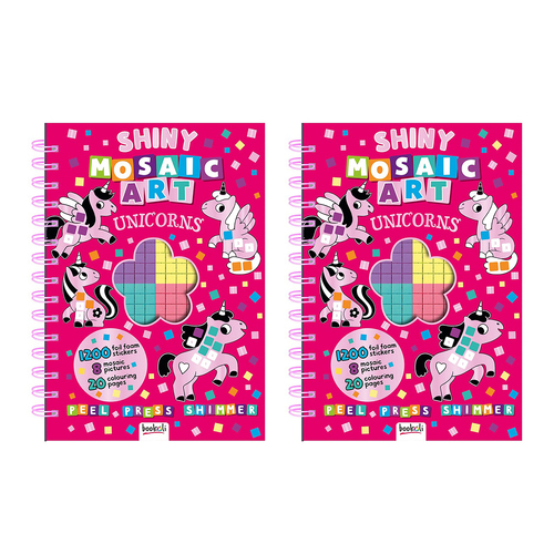 2PK Bookoli Shiny Mosaic Art Unicorns Activity Book Kids 4-6y