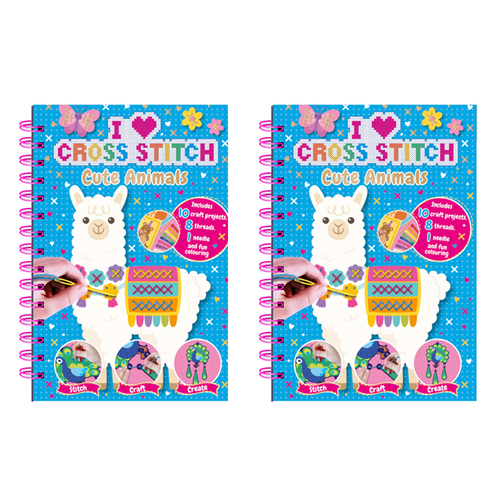 2PK Bookoli I Love Cross Stitch Cute Animals Kids/Children DIY Craft Activity