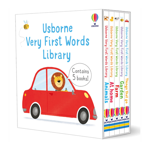 5pc Usborne Very First Words Library Kids Book Collection Set